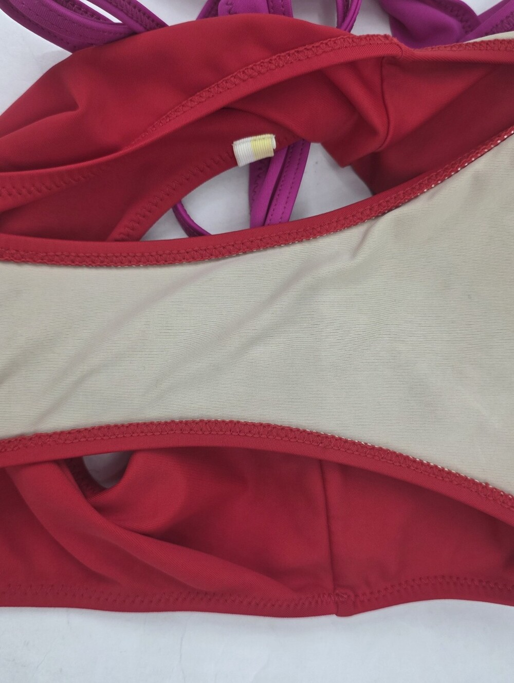 Summersalt Colorblock One Piece Swimsuit Pink Red Keyhole Open Back Tie Sz 4 - Picture 15 of 16